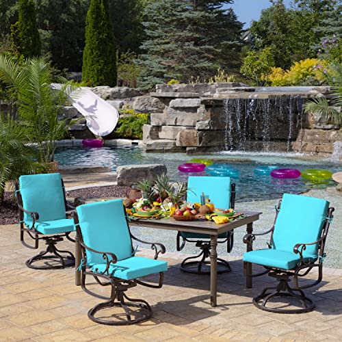 Arden Outdoor Dining Chair Cushion, 20 x 20, Rain-Proof, Peacock Blue Green Texture J4105