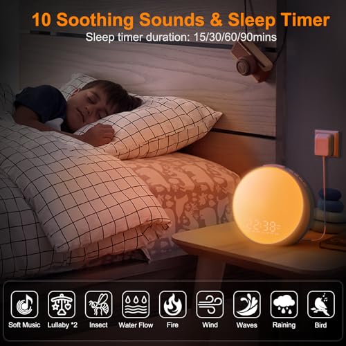 Sunrise Alarm Clock with Wake Up Light, Dual Alarms, FM Radio E557