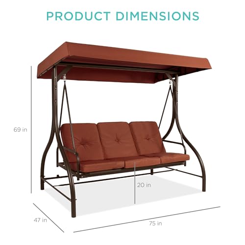 Best Choice Products 3-Seat Outdoor Canopy Swing Glider with Adjustable Shade, Midnight Green A10932