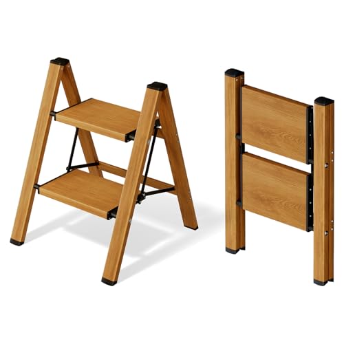 2 Step Lightweight Aluminum Folding Ladder with Anti-Slip Pedals, 330 lbs Capacity D5199