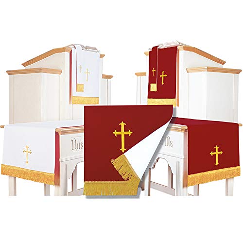 GraduatePro Reversible Parament Set Red White with Embroidered Gold Latin Cross I3710