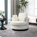 42.2"W Swivel Accent Barrel Chair And Half Swivel Sofa With 3 Pillows 360 Degree Swivel Round Sofa Modern Oversized Arm Chair Cozy Club Chair For Bedroom Living Room Lounge Hotel, Ivory Boucle