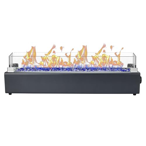 28-inch Table Top Propane Fire Pit with Wind Glass Shield, Black X28414