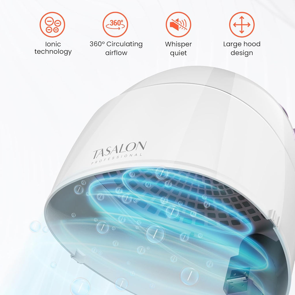 TASALON 1875W Ionic Hooded Hair Dryer with 3 Heating Settings for Home & Salon Y4638