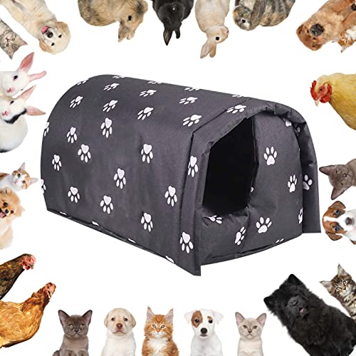 Fhiny Stray Cats Shelter Waterproof Outdoor Cat House Foldable Warm Pet Cave for Winter Black F12955