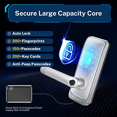 Kucacci Keypad Smart Door Lock with Handle, WiFi, Silver D1443
