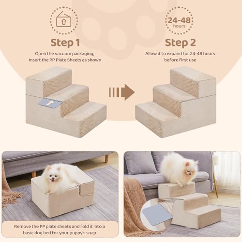 Dog Stairs for High Beds, Non-slip Pet Steps for Small Dogs and Cats, Grey M857