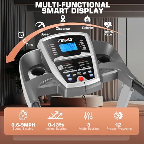 FUNMILY Foldable Treadmill with Auto Incline, 300 lbs Capacity J913908