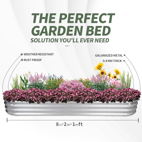 1MORE Galvanized Raised Garden Bed 4x2x1.4ft Metal Planter Box Outdoor D509