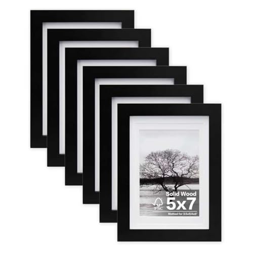 Egofine 8x10 Picture Frames Set of 6, Solid Wood with Plexiglass, White T6319