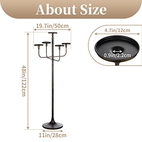 Sziqiqi Black 5-Arm Floor Candelabra 48 Inch Tall Candle Holder N478591
