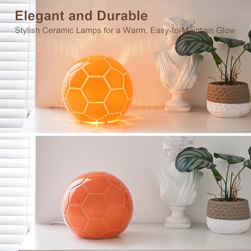 BOHON Mushroom Lamp, Ceramic Bedside Nightstand Light, Pink, LED Bulb Included T88188