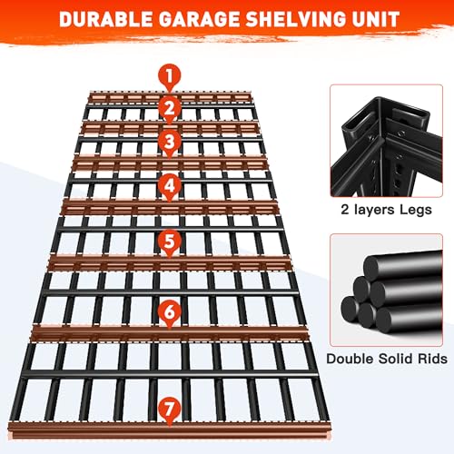 REIBII 60" W Garage Shelving Heavy Duty Metal Storage Shelves L4095