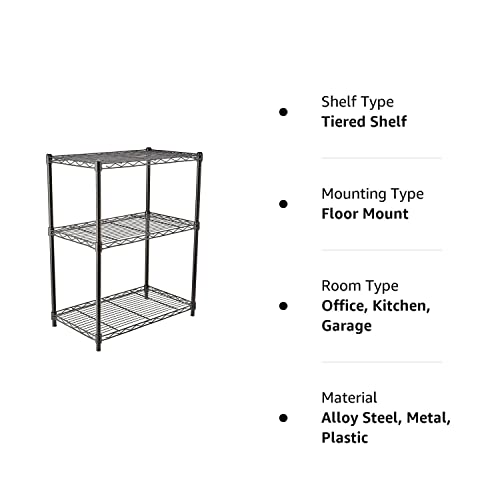 Amazon Basics 3-Shelf Adjustable Steel Wire Rack Storage Shelving, Chrome D243