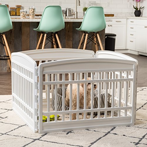 IRIS USA 8-Panel Dog Playpen, 24" Tall, Foldable, Black B171