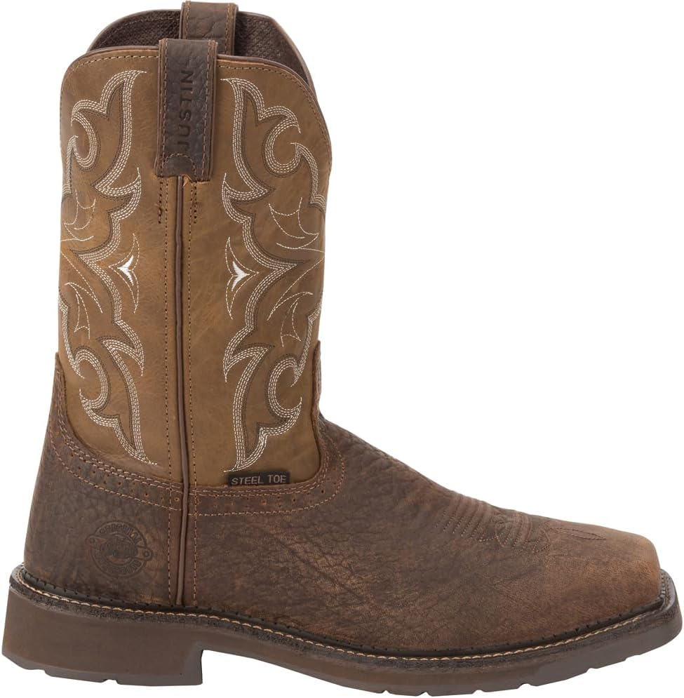 Justin Men's Amarillo Cactus Western Work Boot Steel Toe Brown 8 D(M) US