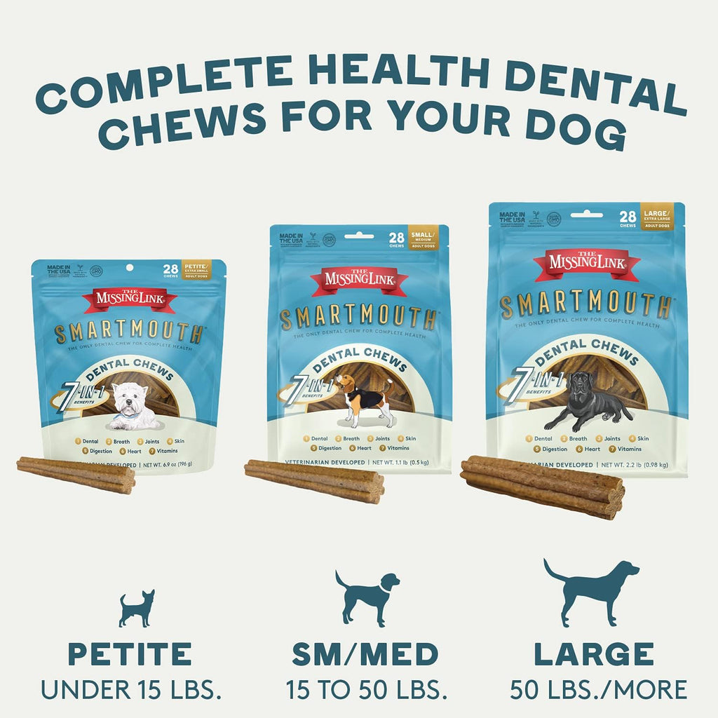 The Missing Link Smartmouth Dental Chew Treats for Small Dogs, 28 Ct J50879