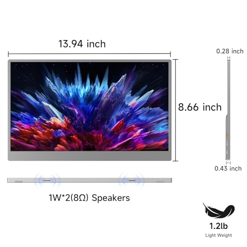Portable Monitor 15.6 Inch 1080P IPS HDR USB HDMI for Laptop PC Mac G166