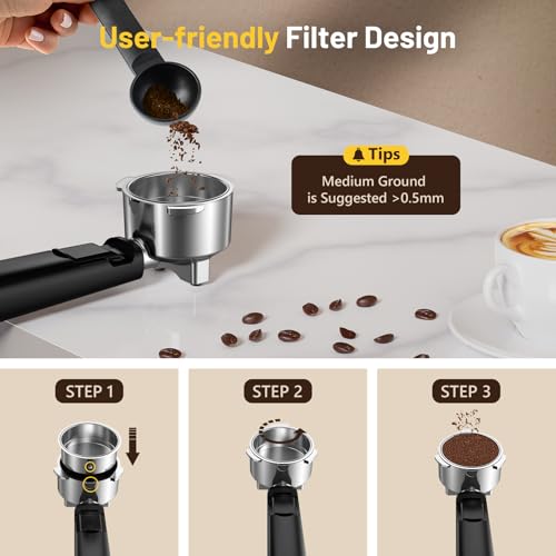 Espresso Coffee Machine with Milk Tank, 20Bar Touch Screen E995