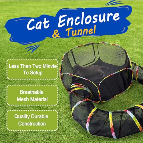 CLKHOWL Outdoor Cat Enclosure Portable Cat Tent Playpen A456784