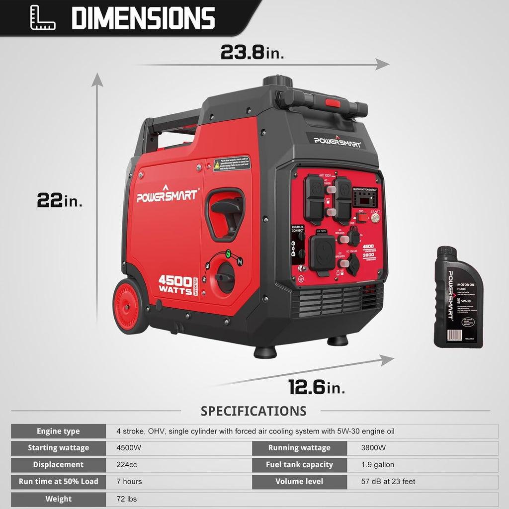 PowerSmart 4500-Watt Portable Inverter Generator with Electric Start C627816