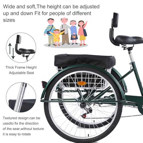 Adult 3-Wheel Tricycle 24/26-Inch 7-Speed with Basket D757