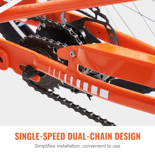 VEVOR Adult Tricycle 24 Inch 3-Wheel Aluminum Cruiser Bike with Basket, Orange B178