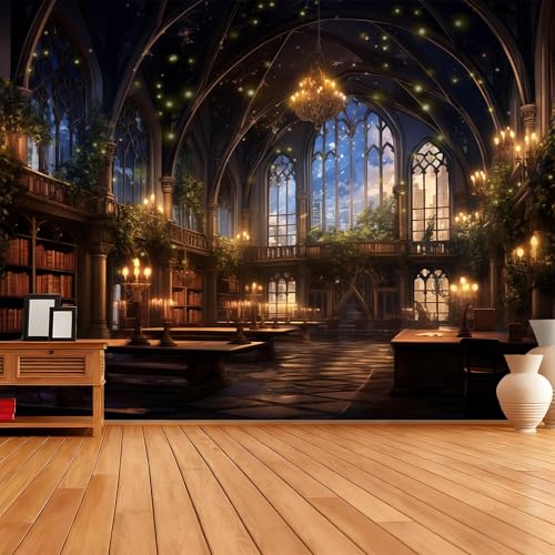 QGHOT Medieval Bookshelf Tapestry Vintage Library Wall Hanging P36533