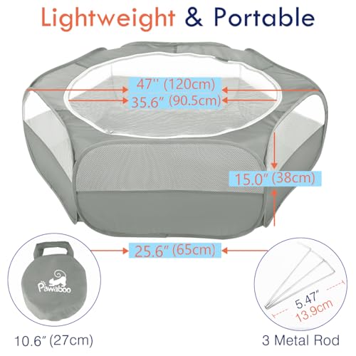 Pawaboo Small Animals Playpen, Waterproof Pet Cage Tent with Zippered Cover, Portable Outdoor Yard Fence, Green C9530