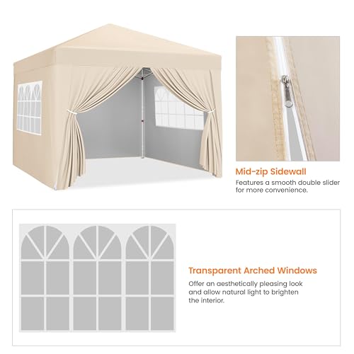 Yaheetech 10x10 Pop Up Canopy with 4 Removable Sidewalls, White F109731
