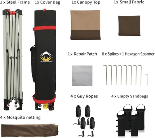 CROWN SHADES 13x13 Pop Up Gazebo with Wheeled STO-N-Go Cover Bag (Grey) N449398