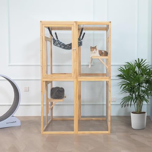 ISDAY Extra Large Wooden Outdoor Cat House with Waterproof Roof and 7 Platforms R874