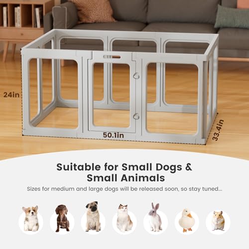 Clear Acrylic Dog Playpen 24" H Indoor Pet Fence for Puppy Small Dog Rabbit Cat R696