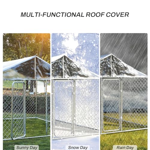 LEISU Outdoor Dog Kennel with Roof, Heavy Duty Chain Link Pet Playpen, 8 x 8 FT P8955