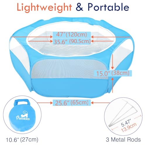 Pawaboo Small Animals Playpen, Waterproof Pet Cage Tent with Zippered Cover, Portable Outdoor Yard Fence, Green C9530