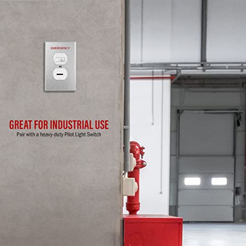ENERLITES Duplex Receptacle Metal Wall Plate, Stainless Steel Outlet Cover, 1-Gang, Silver A7445