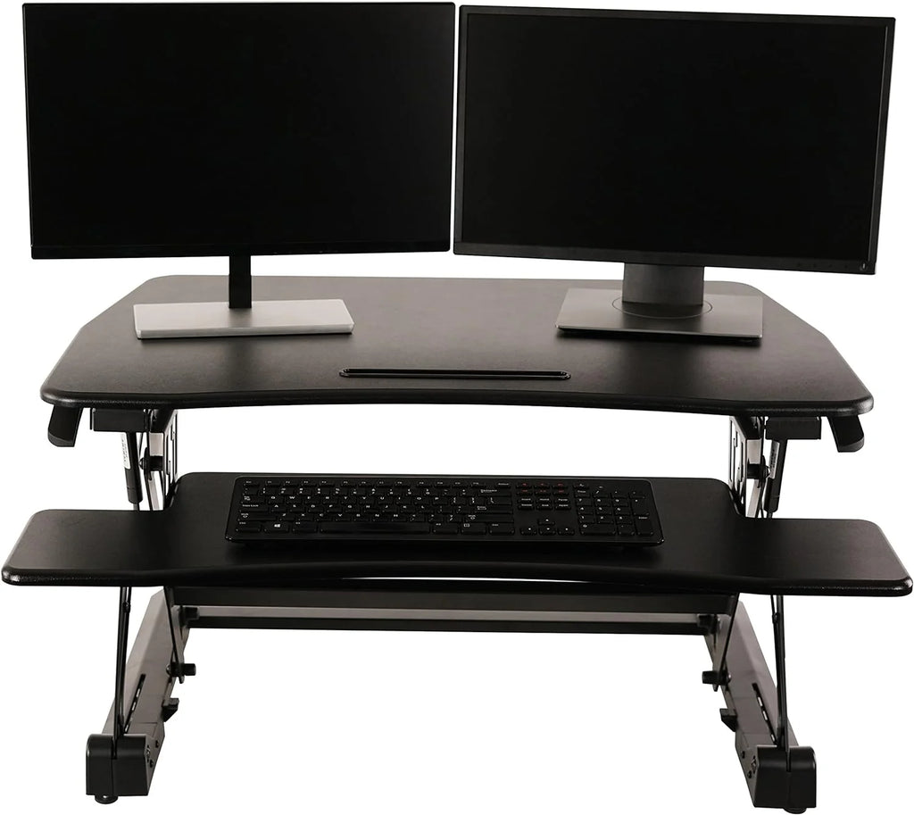 Standing Desk Converter 35 Inches - Height Adjustable Sit Stand Desk Riser for Dual Monitors, Black L322093