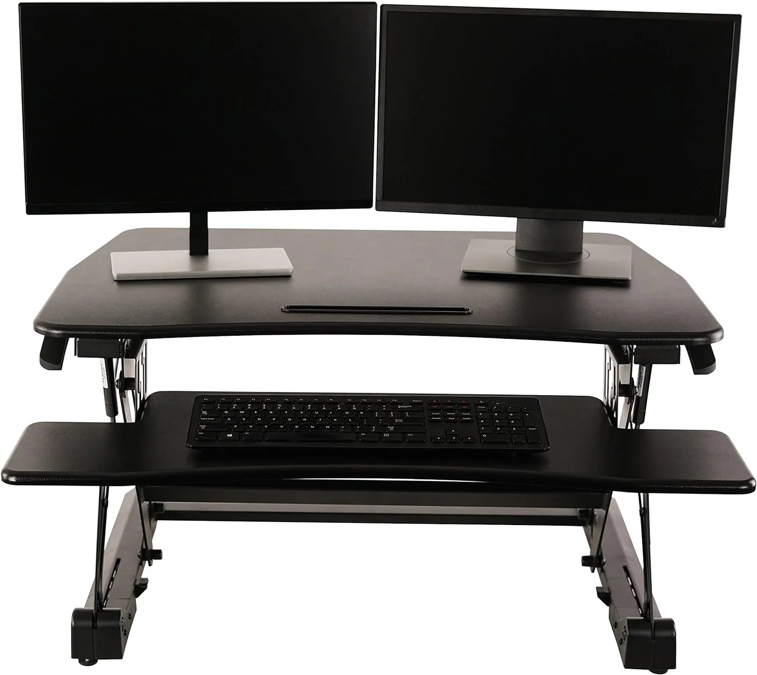 Standing Desk Converter 35 Inches - Height Adjustable Sit Stand Desk Riser for Dual Monitors, Black L322093