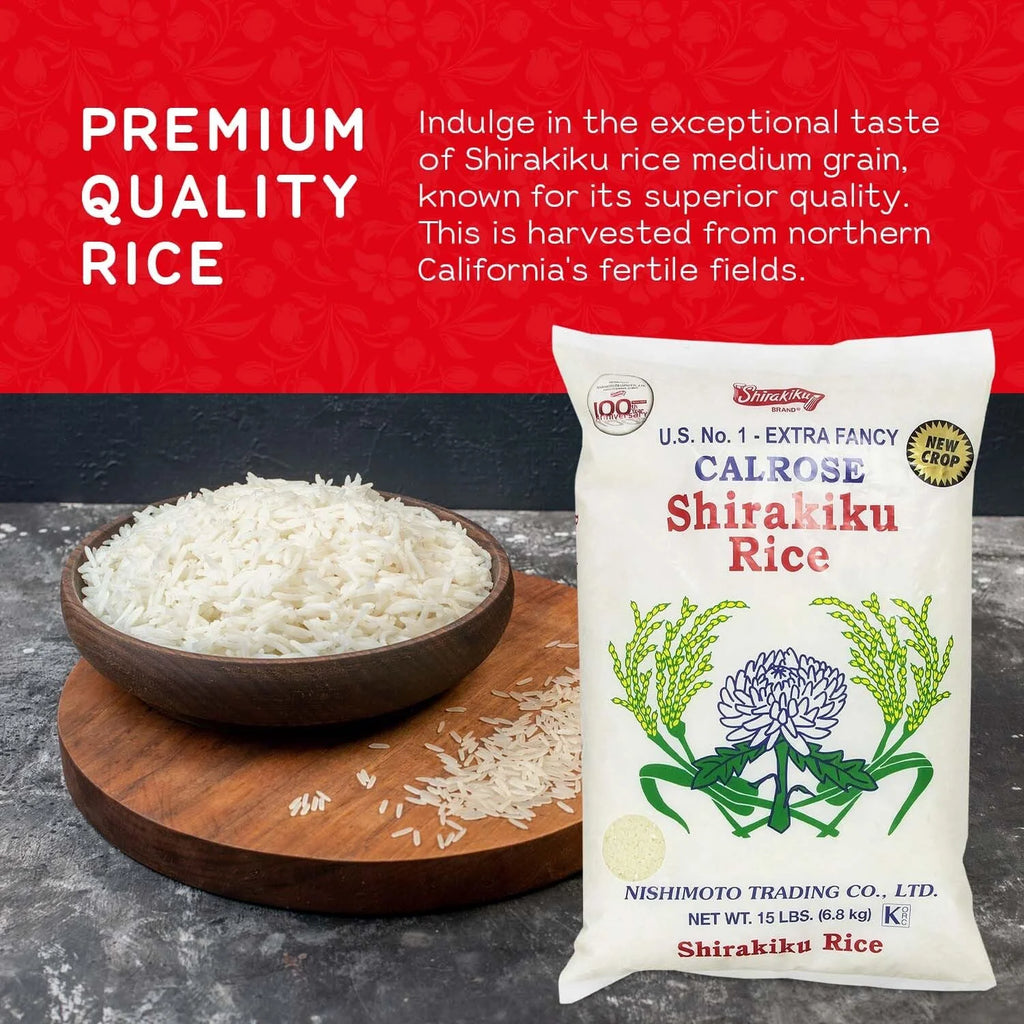 Calrose Rice Medium Grain White Rice, 15 Pound (Pack of 1) Y66324