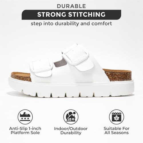 Project Cloud Genuine Leather Platform Wedge Sandals for Women with Memory Foam Insole A28730