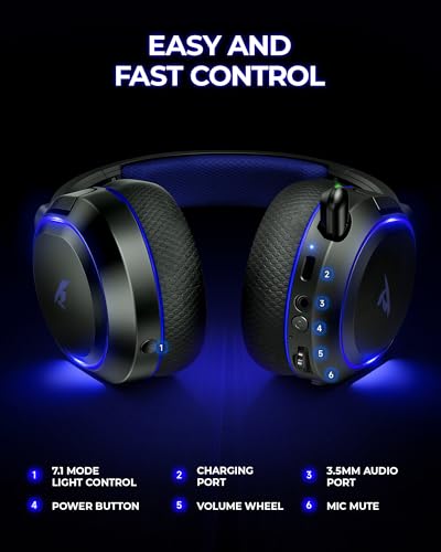 Wireless Gaming Headset 7.1 Surround Sound Bluetooth for PC PS5 PS4 Mac Switch G754169