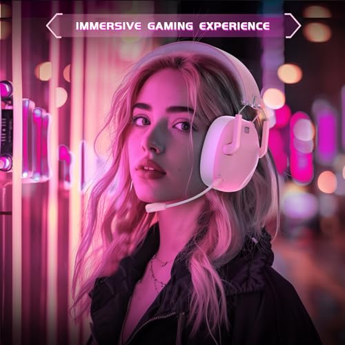 Wireless Gaming Headset with Noise Canceling Mic for PS5, PS4, PC, Switch - Black P129