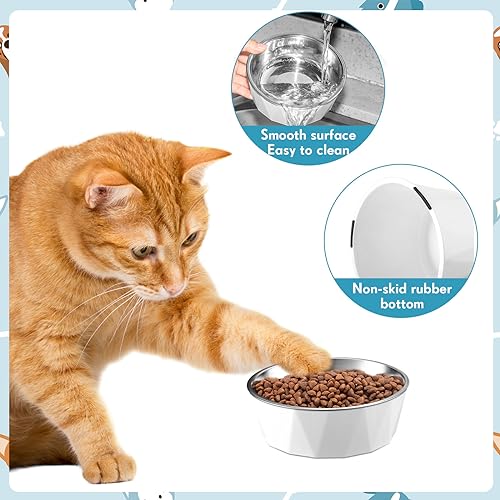 Elevated Cat Feeder with Stainless Steel Bowls, Adjustable Stand for Pets E339443