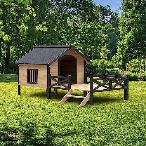Large Wooden Dog Kennel with Porch P8565