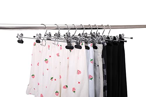 6 Pack Heavy Duty Metal Pants Hangers with Adjustable Clips, Chrome Z637372