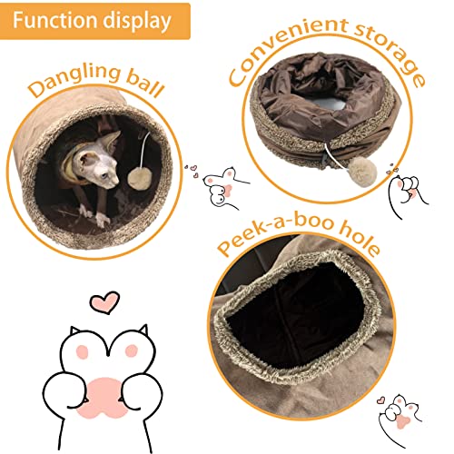 Grey Suede Cat Tunnel with Two Peepholes and Bubble Ball D969