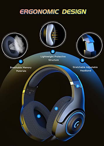 Wireless Gaming Headset for PS5/PS4/PC with Noise Canceling Mic, Midnight Blue Q202036