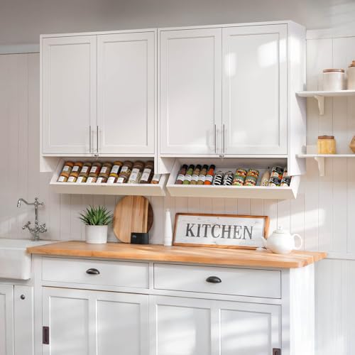 Wall Storage Cabinet with Two Shaker Doors and Shelf, Grey, 24"W, 2 Pcs N34755