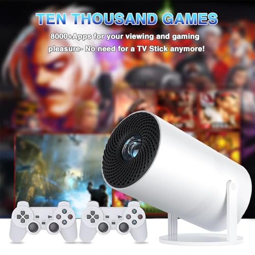 Mini Projector with WiFi and Bluetooth, 2 Retro Gaming Consoles, 10,000+ Games H323687