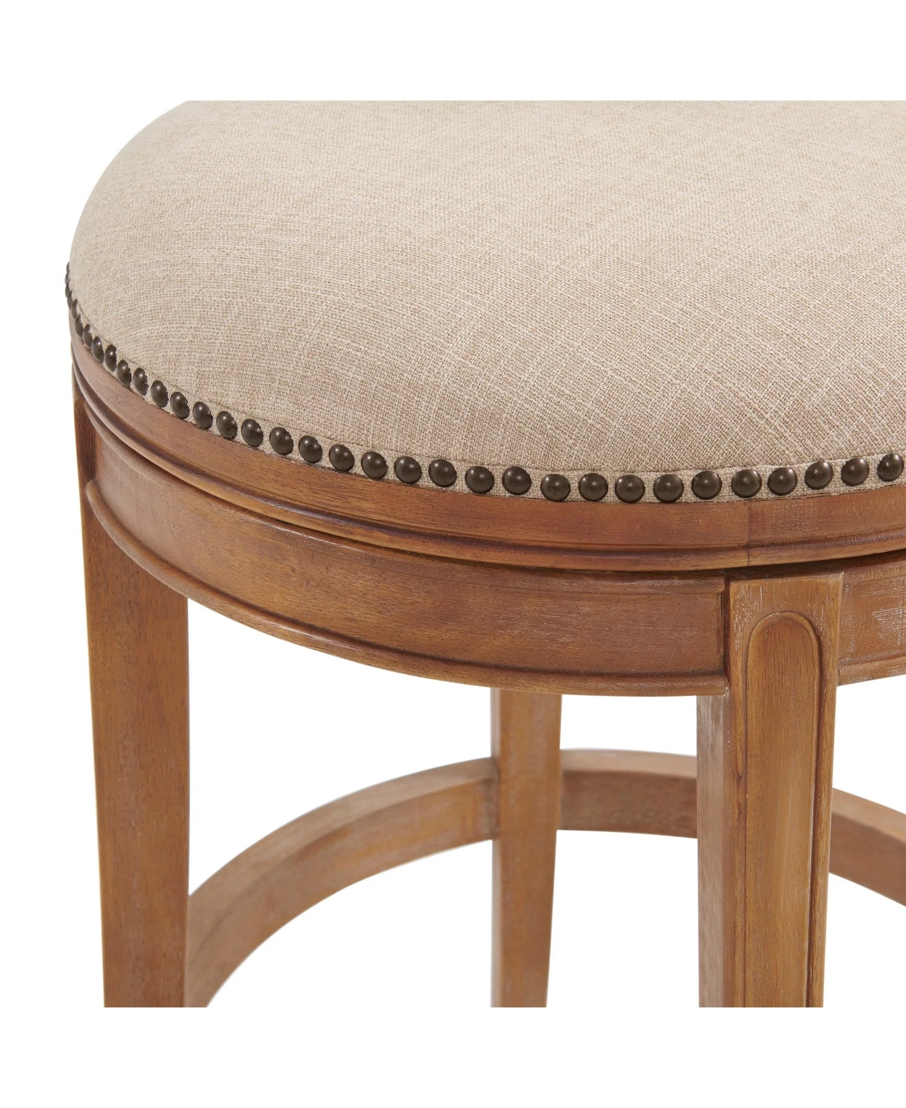 Alaterre Furniture Hanover Swivel Low Back Bar Stool, Weathered Brown and Beige B122812